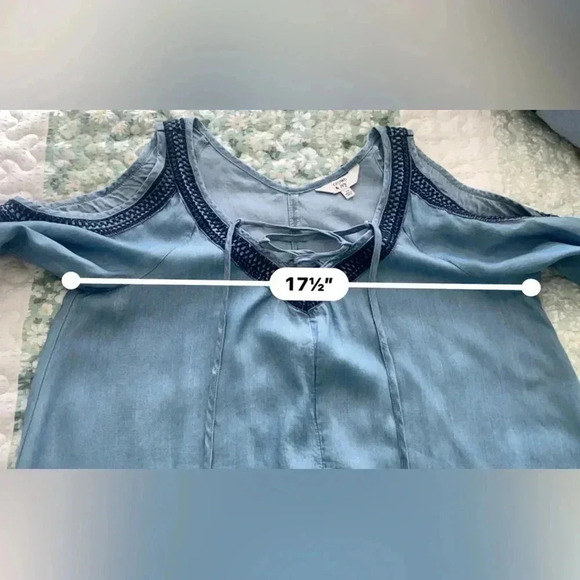 Crown & Ivy Chambray Peasant Dress XS ❤️ - Picture 10 of 14